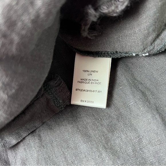 Cloth & Stone 100% Linen Gray Button Down Shirt Raw hem Size Small - Picture 7 of 8